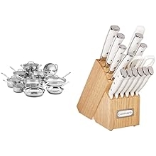 Cuisinart 77-17N Stainless Steel Chefs Classic Stainless, 17-Piece, Cookware Set & C77WTR-15P Advantage-Sets-Rivet, 15-Piece, White