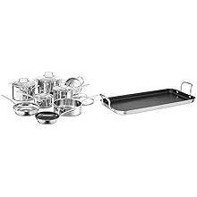 Cuisinart 89-13 13-Piece Cookware Set Professional-Series, Stainless Steel & Griddle Skillet, Nonstick Double Burner, 10x18-Inch, MCP45-25NSP1