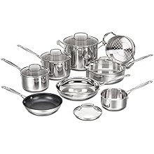 Cuisinart Chefs Classic Stainless Cookware 13-Piece Set, 77-13