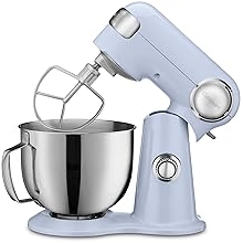 Cuisinart Stand Mixer, 12 Speed, 5.5 Quart Stainless Steel Bowl, Chefs Whisk, Mixing Paddle, Dough Hook, Splash Guard w/ Pour Spout, Frosted Blue, SM-50BLU,Arctic Blue
