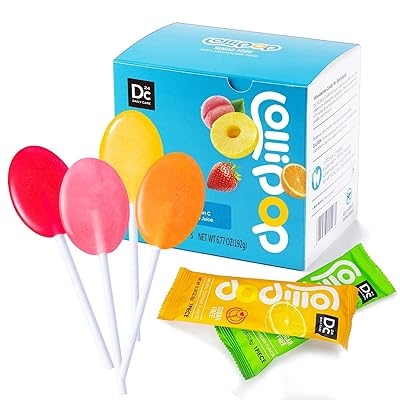 DC24 DAILY CARE Sugar Free Lollipops with Vitamin C, Healthy Suckers with Xylitol, Assorted Fruit Flavored Hard Candy for Kids, Non-GMO, Gluten Free, 24 Count