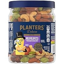 PLANTERS Deluxe Mixed Nuts with Sea Salt, 27 oz Resealable Container - Variety Mixed Nuts Snacks with Cashews, Almonds, Pecans, Pistachios &amp; Hazelnuts - Energy Boost - Kosher