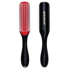 Denman Curly Hair Brush D3 Black &amp; Red 7 Row Styling Brush for Detangling, Separating, Shaping and Defining Curls - For Women and Men