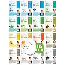 DERMAL Collagen Essence Sheet Mask 16 Combo Pack - 16 Days Daily Skin Therapy for Glow - Aloe, Snail, Vitamin Variety Gift Set - K-Beauty