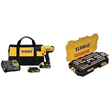 DEWALT 20V MAX Cordless Drill/Driver with 15-Piece Drive Tool Accessory Set DCD771C2 & DWMT73807