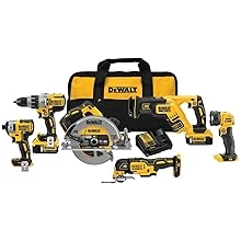 DEWALT Power Tools Set 20V MAX, 6 Tools Cordless Power Tool Combo Kit , 2 Batteries, Charger, Hammer Drill Driver, Impact Driver, Circular Saw, Reciprocating Saw, Oscillating Multi-Tool,LED DCK694P2