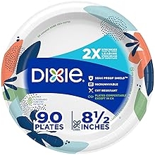 Dixie Medium Paper Plates, 8.5 Inch, 90 Count, 2X Stronger, Microwave-Safe, Soak-Proof, Cut Resistant, Disposable Plates For Everyday Breakfast, Lunch, &amp; Dinner Meals