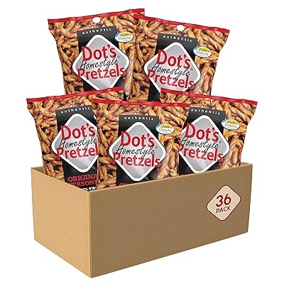 Dots Homestyle Pretzels 1.5 Ounce Lunchbox Size Individual Pack Original Seasoned Pretzel Twists 36 Pack
