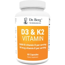 Dr. Berg D3 K2 Vitamin 5000 IU wMCT Powder - Includes 50 mcg MK7 Vitamin K2, Purified Bile Salts, Zinc &amp; Magnesium for Ultimate Absorption - K2 D3 Vitamin Supplement - 60 Capsules