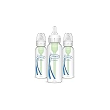 Dr. Brown's Anti-Colic Options+ Narrow Baby Bottle, 8oz/250ml, with Level 1 Slow Flow Teat, 3-Pack