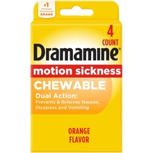 Dramamine Chewable, Motion Sickness Relief, Orange Flavor, 4 Count