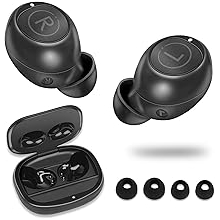 Earbud Wayarles Mini, Putik Telinga Berpasangan Auto Fon Kepala Ringan Wayarles Mikrofon Terbina Dalam, IPX4 Tahan Peluh & Air, Alat Dengar Bunyi Premium Imersif dengan Sarung Pengecas, Hitam