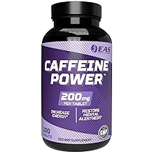 EAS Caffeine Power 200mg | Caffeine Pills Supplement | Increase Energy & Restore Mental Alertness | Gluten Free, Non GMO, Vegetarian Friendly | 100 Tablets