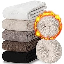 5 Pairs Women Merino Wool Boot Socks Warm Thermal Winter Thick Hiking Cozy Cabin Crew Comfy Socks for Ladies