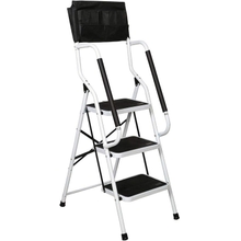 3 Step Ladder with Handrails 500 lb Capacity Step Stool Folding Ladders for Home Kitchen Steel Frame with Safety Side Handrails Non-Slip Wide Pedal Stepladder with Attachable Tool Bag