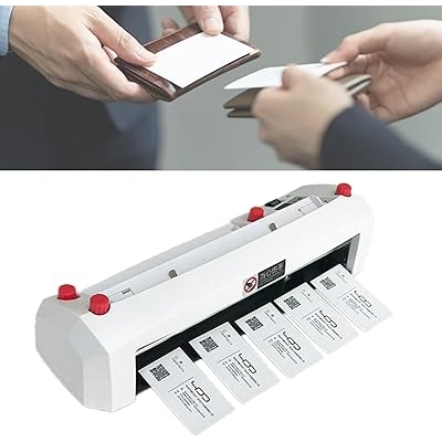 Electric Business Card Cutter Machine 110V - Automatic 3.5x2 Cardboard Cutter, High-Speed Paper Trimmer with Auto Feed & Waste Removal