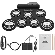 Electric Drum Kit 7 Electric Drum Kids Foldable Electronic Practice Drum with Foot Assembly Pedal Speaker Earphone