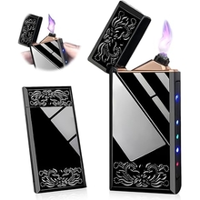 Electronic Lighter USB Rechargeable Electronic Lighter Fingerprint Ignition Electric Lighters Flameless Dual Arc Lighter with Battery Indicator Windproof Plasma 75 x 35 mm