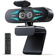 EMEET C60E Dual-Camera 4K Webcam for Streaming, Wide-Angle and Telephoto Cameras, Max 11X Hybrid Zoom & PDAF Autofocus, Remote Control, RGB Lighting, 2 Mics, Ideal for Livestreaming and Online Meeting