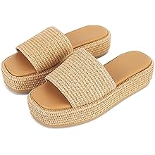 Platform Slip on Espadrille Sandals for Women Wedges Slides Bohemia Sandals Flatform Open Toe Beach Sandals