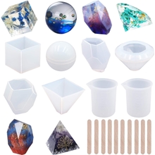 EuTengHao 18Pcs DIY مجموعة أدوات صب قوالب صب السيليكون تتضمن 6 قوالب صب الراتنج قوالب سيليكون شفافة كبيرة 2 كأس قياس 10 عصي خشبية لتزيين المنزل DIY