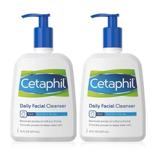 Face Wash by Cetaphil, Daily Facial Cleanser for Combination to Oily Sensitive Skin, 16 Ounce Pack of 2, Gentle Foaming Deep Clean Without Stripping