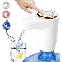 Fast Water Dispenser for 5 Gallon Bottle (Fits All Bottles) Portable USB Charging Electric Water Pump (Built-in 2 Motors), Rechargeable Drinking Water Jug for Home, Kitchen, Office, Camping, White