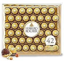 Ferrero Rocher Gourmet Hazelnut Milk Chocolate Valentine's Day Gift Box, 42 Individually Wrapped Chocolates for Gifting, 18.5 oz