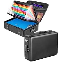 File Organizer, Hard Case Fireproof Document Box with Lock, Hard-Shell Important Document Organizer Safe Box Fireproof Waterproof, Home Office Supplies Storage and Organization Black