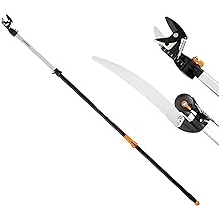 Fiskars 2-in-1 Extendable Tree Pruner and Pole Saw Extends 7.9 - 12 feet with Rotating Head, Pruning Stik Model with15-Inch Double-Grind Saw Blade, and Double Locking System