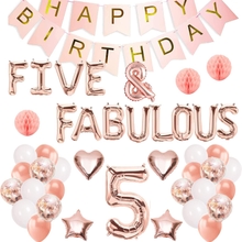 Five And Fabulous Birthday Decorations, 5 Year Old Birthday Decorations Boy Girl, Five &amp; Fabulous Decorations, Five Year Old Birthday Party Decorations Banner, 5th Fifth Birthday Decorations Balloons