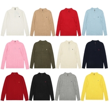 Foreign Trade Laffy Embroidered Half-Zip Knitted Small Twist Versatile Casual Fashion Solid Color Unisex