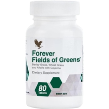Forever Living - Forever Fields of Greens: Green Superfood Supplement for Cleansing - Alkalize with Barley Grass، Wheat Grass، Alfalfa - 80 Tablets