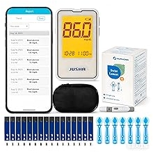G-427B Bluetooth Blood Glucose Monitor Kit With Free APP - No Coding, 0.7L Blood Sample, 5s Test, Large Backlit Display with 100 Strips &100 Lancets