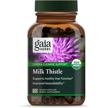 Gaia Herbs Milk Thistle - دعم الكبد وتطهيره للحفاظ على وظيفة الكبد الصحية - 120 كبسولة نباتية توريد لمدة 40 يومًا