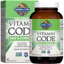 Garden of Life Raw B Complex - Vitamin Code - 60 Vegan Capsules, High Potency Vitamins for Energy &amp; Metabolism with B2 Riboflavin, B1, B3, B6, Folate, B12 as Methylcobalamin &amp; Biotin Plus Probiotics