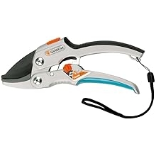 GARDENA 8798 SmartCut Ratchet Pruners Heavy Duty Pruners with Anvil Cutting Edge for Thicker and Dry Wood up to 1" Diameter, Two Handle Positions, with Ratchet Mechanism and Aluminium Handles
