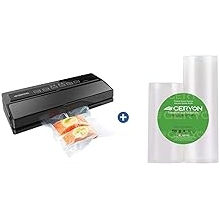 GERYON Vacuum Sealer Food Sealer Black and Vacuum Sealer Bags Rolls 2Pack 8x50ft and11x50ft