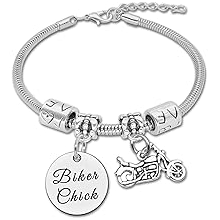Biker Gift Motorcycle for Women Biker Birthday Gifts Biker Gift for Motorcycle Lovers New Driver Gifts Bike Rider Gifts Motorcycle Gifts for Women Girlfriend Wife Sisters Niece, 6.88, Silver