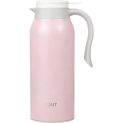 GiNT 51 Oz Stainless Steel Thermal Coffee Carafe, Double Walled Vacuum Insulated Flask, 12 Hour Heat Retention, 1.5 Liter Tea, Water, and Coffee Dispenser Upgraded version Pink