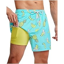5inch Mens Swim Trunks: 2 in 1 with Compression Liner Pockets Drawstring Stretch Quick Dry Lined Funny Beach Pool