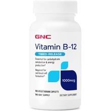 GNC Vitamin B-12 1000mcg, 90 Caplets, Supports Energy Production