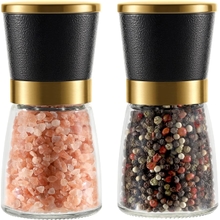 VEVOK CHEF Gold Salt and Pepper Grinder Set Stainless steel Salt and Pepper Mill Set Ceramic Adjustable Coarseness Spice Grinder Refillable Sea Salt Shaker Home Kitchen Decor