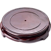 GOLDY&amp;WENDY Brown Wood Oriental Style Round Veneer Base for Vase Lamp Teapot, Non-Rotatable Stable Home Decoration Display Stand 3.2 w X 1.3 h