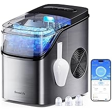 GoveeLife Smart Ice Maker Countertop, Portable Ice Machine with Voice Control, 9 Ice Cubes in 6 Minutes 3 Sizes, 26lbs/24Hrs, Self Cleaning RGB Lights, Quiet Ice Maker with Scoop for Kitchen Silver