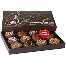 Granny Bellas Valentines Day 12 Chocolate Covered Cookies, Gift Basket for Him, Her Gourmet Candy Gifts Box for Food Delivery, for Girlfriend, Boyfriend, Husband, Wife, Men, Women, Mom, Family and Friends Holiday