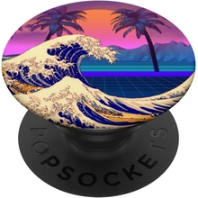 Great Wave of Kanagawa Vaporwave Aesthetic Retrowave Sunset PopSockets PopGrip: Swappable Grip for Phones &amp;amp; Tablets