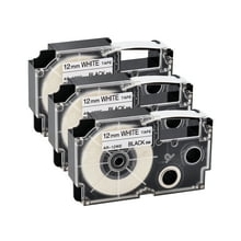 GREENCYCLE 3PK Black on White Label Tape Compatible for Casio XR12WE XR-12WE 12mm 1/2x 8m 26ft EZ Label Printer