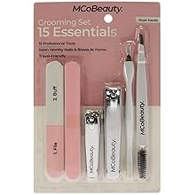 MCoBeauty Grooming Essentials Set - Salon Quality Grooming at Home or on the Go - Quick and Easy Nail and Eyebrow Care - Stainless Steel - Durable and Easy to Clean - 15 Pieces Nail Tool Kit