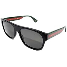 Gucci 0341 Black Web Stripe Square POLARIZED Sunglasses